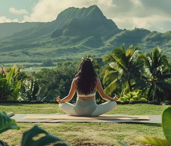 Woman Meditating in Mountainous Landscape 1